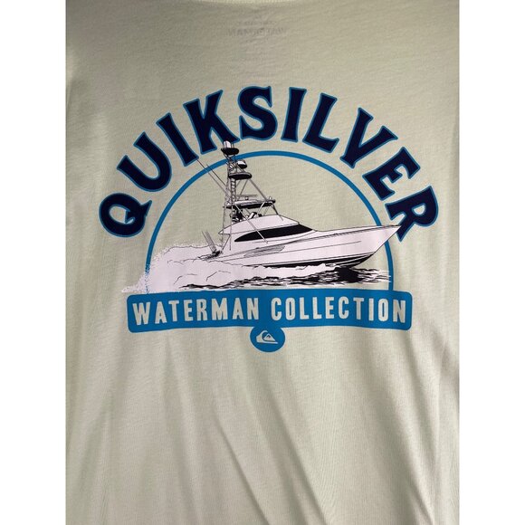Quiksilver Waterman Collection Mens XXL T-Shirt Light Green 100% Cotton - Picture 8 of 10